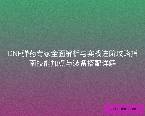 DNF弹药专家全面解析与实战进阶攻略指南技能加点与装备搭配详解