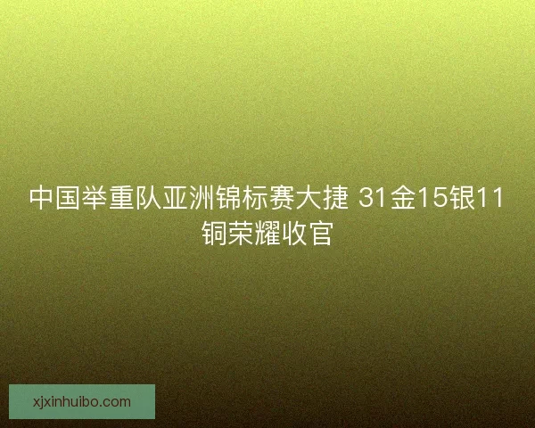 中国举重队亚洲锦标赛大捷 31金15银11铜荣耀收官
